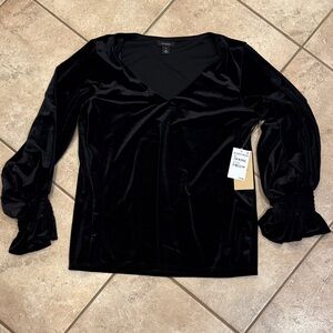 Halogen Elegant Black Velvet Blouse NWT